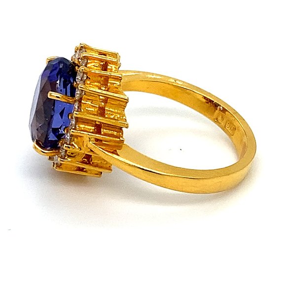 Certified Tanzanite 5.01ct Diamonds 22K Gold Ring - Picture 5 of 10